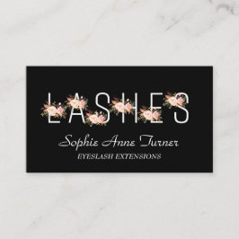 Moderne rosa Blume Letter EyeLash Extensions Visitenkarte