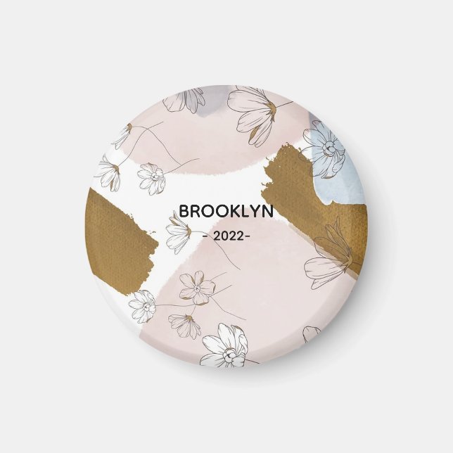 Moderne rosa Blume Magnet (Vorne)