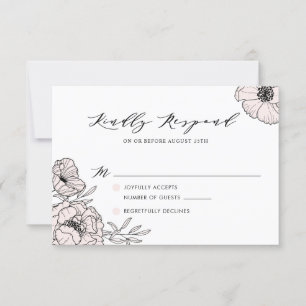 Moderne rosa Blume mit RSVP-Karte RSVP Karte