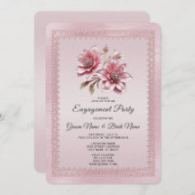 Moderne rosa Blume Verlobung Einladung