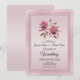 Moderne rosa Blume zum Hochzeitsempfang Einladung