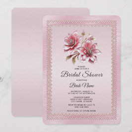 Moderne rosa Blumen Brautparty-Einladung Einladung