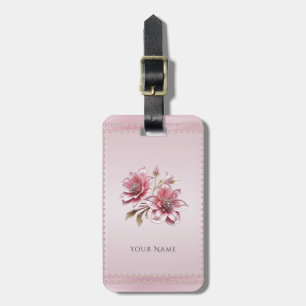 Moderne rosa Blumen Gepäckanhänger
