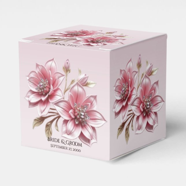 Moderne rosa Blumen Geschenkbox Geschenkschachtel (Vorderseite)
