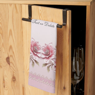 Moderne rosa Blumen Küchenhandtuch Geschirrtuch