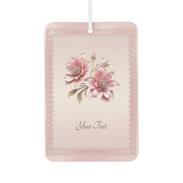 Moderne rosa Blumen-Luftverbesserer Autolufterfrischer (Vorderseite)