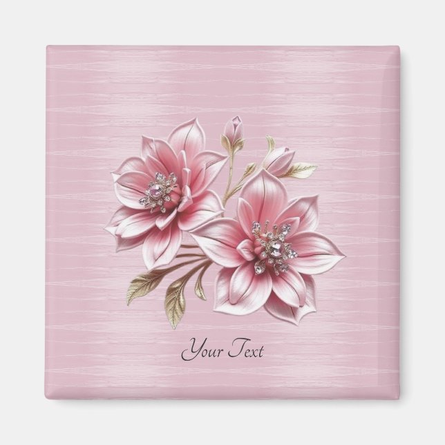 Moderne rosa Blumen Magnet (Vorne)