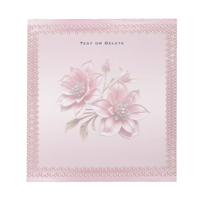 Moderne rosa Blumen Notizblock (Vorderseite)