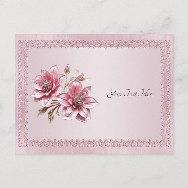 Moderne rosa Blumen Postkarte (Vorderseite)