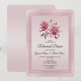 Moderne rosa Blumen Probeessen Einladung