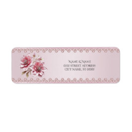 Moderne rosa Blumen Rücksende-Adressetikett