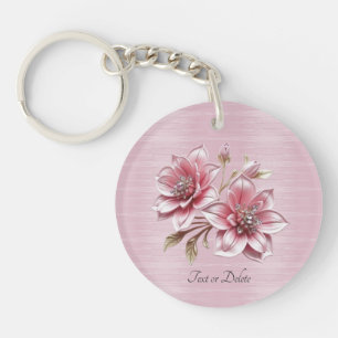 Moderne rosa Blumen Schlüsselanhänger