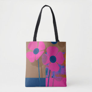 Moderne rosa Blumen-Tasche / Minimalistische kühne