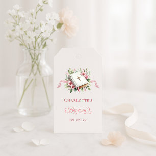Moderne rosa Blumen Taufe Geschenkanhänger