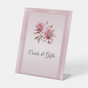 Moderne rosa Blumen Tischschilder Sockelschild