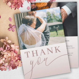 Moderne rosa Blumenhochzeit Dankeskarte