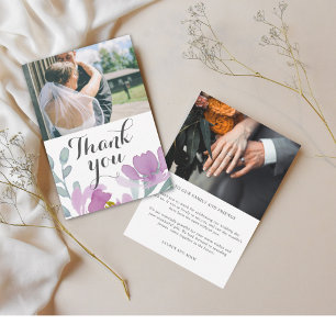 Moderne rosa Blumenhochzeit Dankeskarte