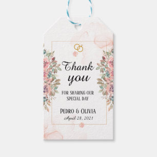 Moderne rosa Blumenhochzeit Geschenkanhänger