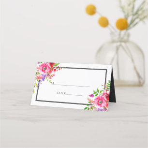 Moderne rosa Blumenhochzeit Platzkarte