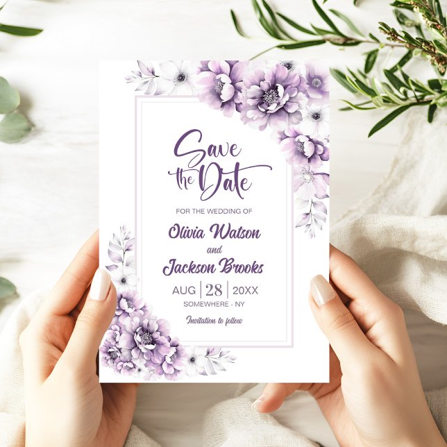 Moderne rosa Blumenhochzeit rettet das Datum Einladung (Von Creator hochgeladen)