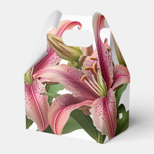 Moderne rosa Blumenläden und grüne botanische Lili Geschenkschachtel