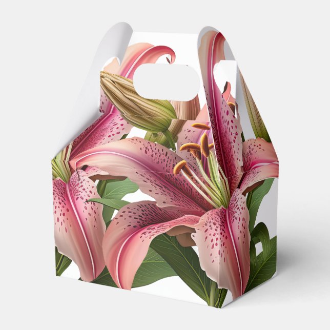 Moderne rosa Blumenläden und grüne botanische Lili Geschenkschachtel (Vorderseite)