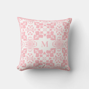 Moderne rosa Blumenmuster klassisch elegante Monog Kissen