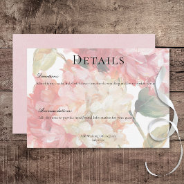 Moderne Rosa Blush Hydrangea Hochzeitsdetails Begleitkarte