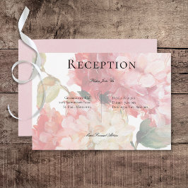 Moderne Rosa Blush Hydrangea Hochzeitsempfehlung Begleitkarte