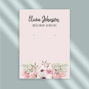 Moderne rosa Boho Blumenschmuck-Ohrring-Anzeige Visitenkarte