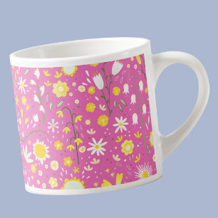 Moderne rosa botanische Wildblume Espressotasse