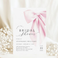 Moderne rosa Bow Bridal Dusche Einladung