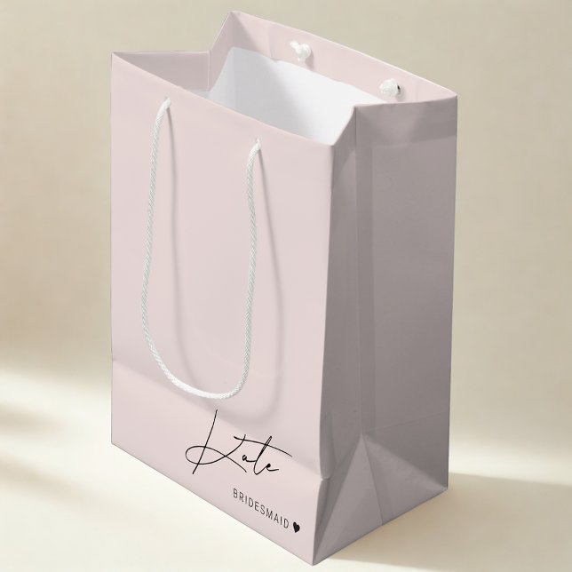 Moderne rosa Bridesmaid Vorschlag Gifttasche Mittlere Geschenktüte (Von Creator hochgeladen)