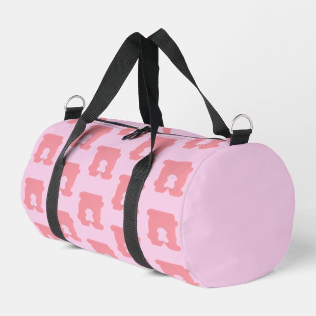 Moderne rosa Brotklammer-Geometrie-Silhouette Duffle Bag (Linke Seite)