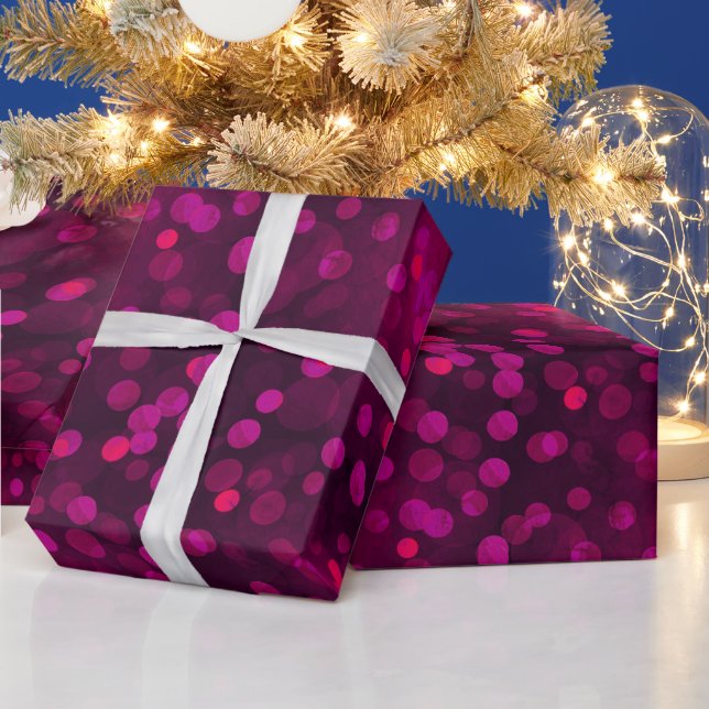 Moderne, rosa Bucht Weihnachtsbeleuchtung abstrakt Geschenkpapier (Feiertage)