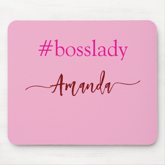 Moderne rosa Chefin & Name | Bestes Mädchen-Gesche Mousepad (Vorne)