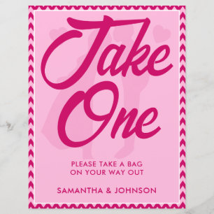 Moderne rosa Chevron-Hochzeitsdekoration "Take One