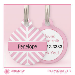 Moderne rosa Chevron personalisierte Pet-ID-Marke Haustiermarke
