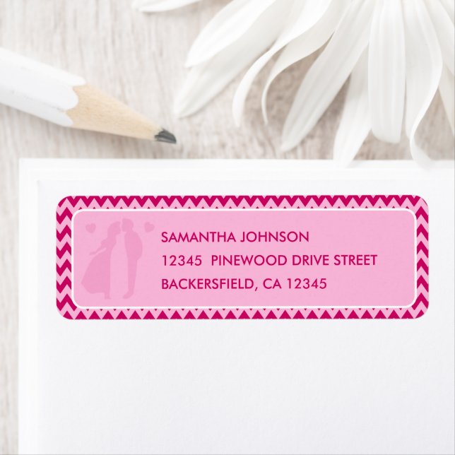Moderne Rosa Chevron-Rücksendeadresse für Hochzeit (Insitu)