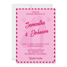 Moderne Rosa Chevron Streifen Foto Hochzeit