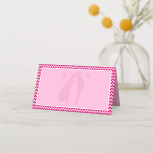 Moderne Rosa Chevron-Streifen-Hochzeit Platzkarte