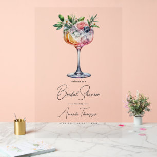 Moderne rosa Cocktail Brautparty Willkommen Acrylschild
