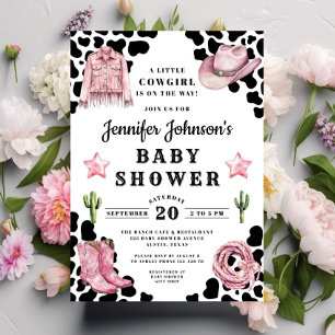Moderne rosa Cowgirl-Baby-Party Einladung