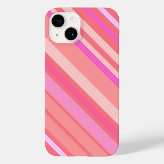 Moderne rosa Diagonalstreifen Niedlich Case-Mate iPhone Hülle (Rückseite)