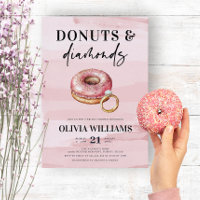 Moderne rosa Donuts und Diamanten Brautparty