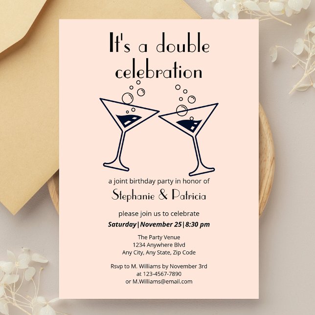 Moderne rosa Doppelfeier Geburtstag Einladung (Von Creator hochgeladen)