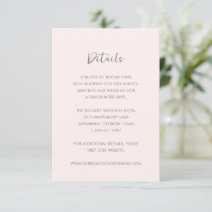 Moderne rosa einfache Hochzeit Begleitkarte