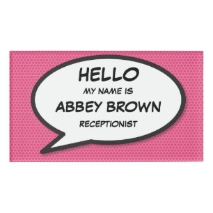 Moderne rosa einfache Sprechblase im Comic-Stil Namenschild