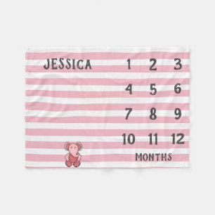 Moderne rosa Elephant Baby Milestone Blanket Fleecedecke