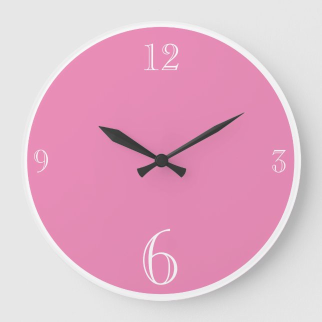 Moderne rosa Farbe Basic minimalistisch Große Wanduhr (Vorderseite)